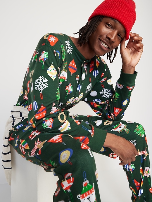 Image number 3 showing, Matching Christmas Print One-Piece Pajamas