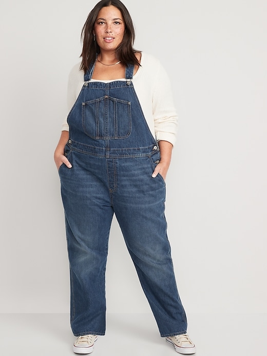 Image number 7 showing, Slouchy Straight Workwear Non-Stretch Jean Overalls