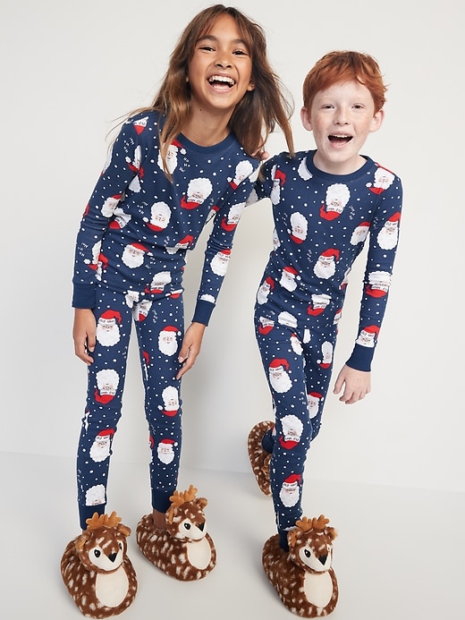 View large product image 1 of 4. Matching Santa Claus Gender-Neutral Snug-Fit Pajamas for Kids