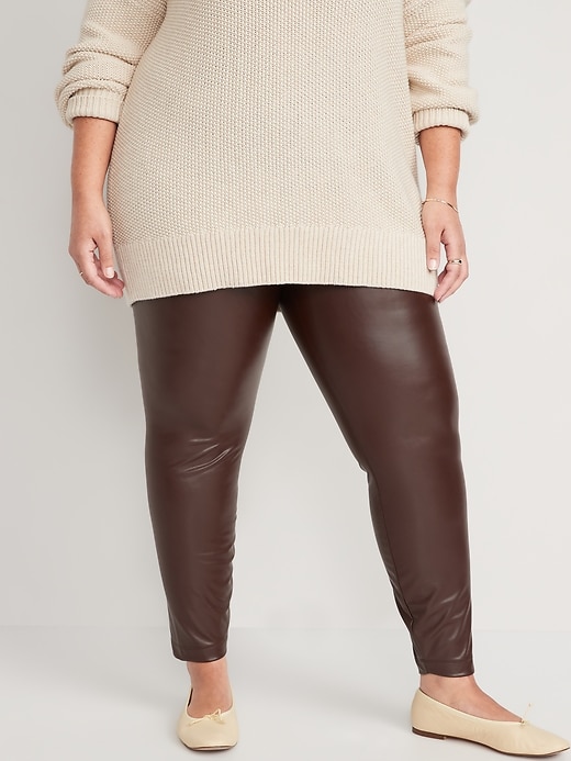 Image number 7 showing, High-Waisted Faux Leather Leggings for Women