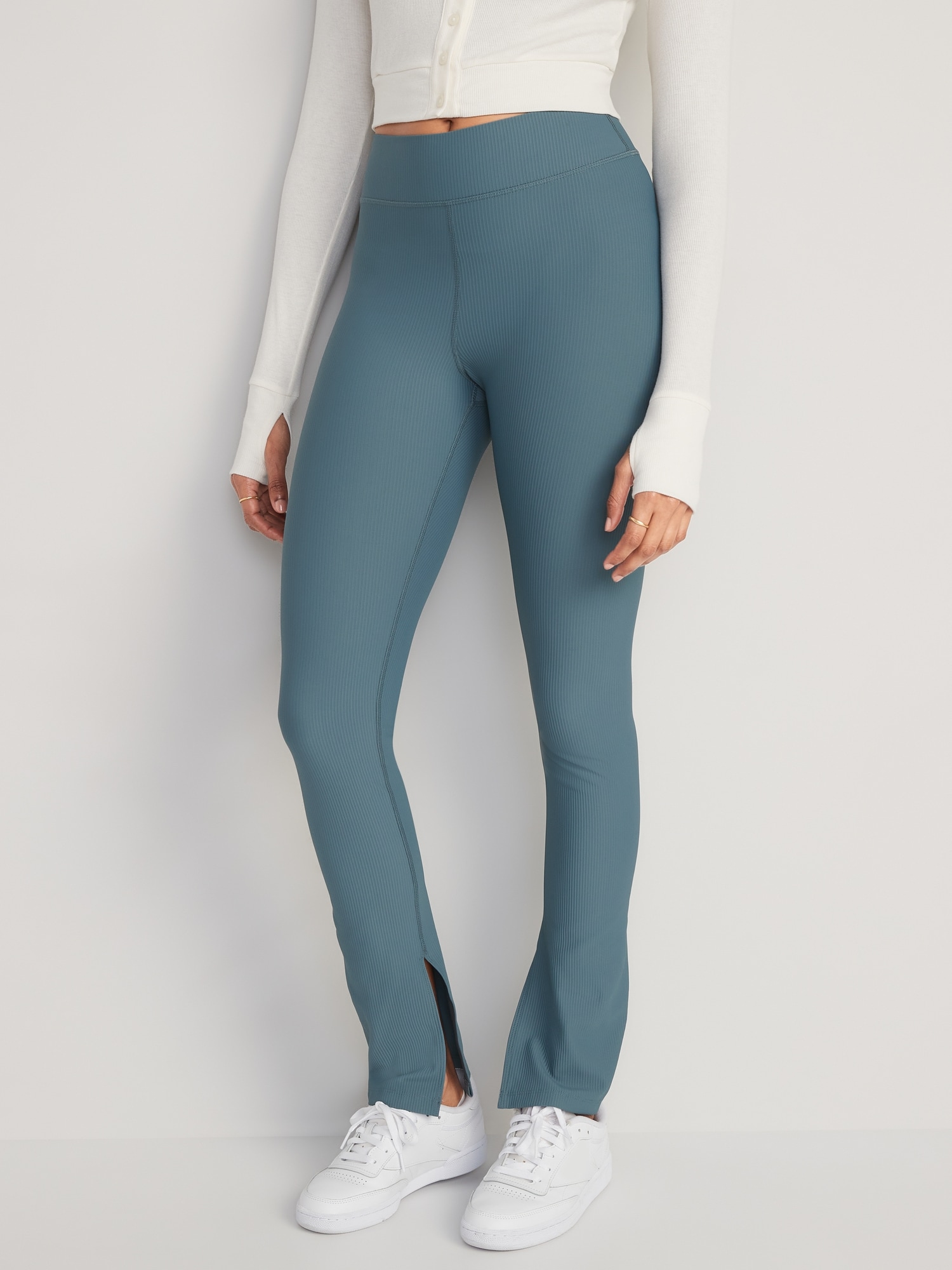 Old Navy - Extra High-Waisted PowerSoft Rib-Knit Flare Leggings for Women  blue