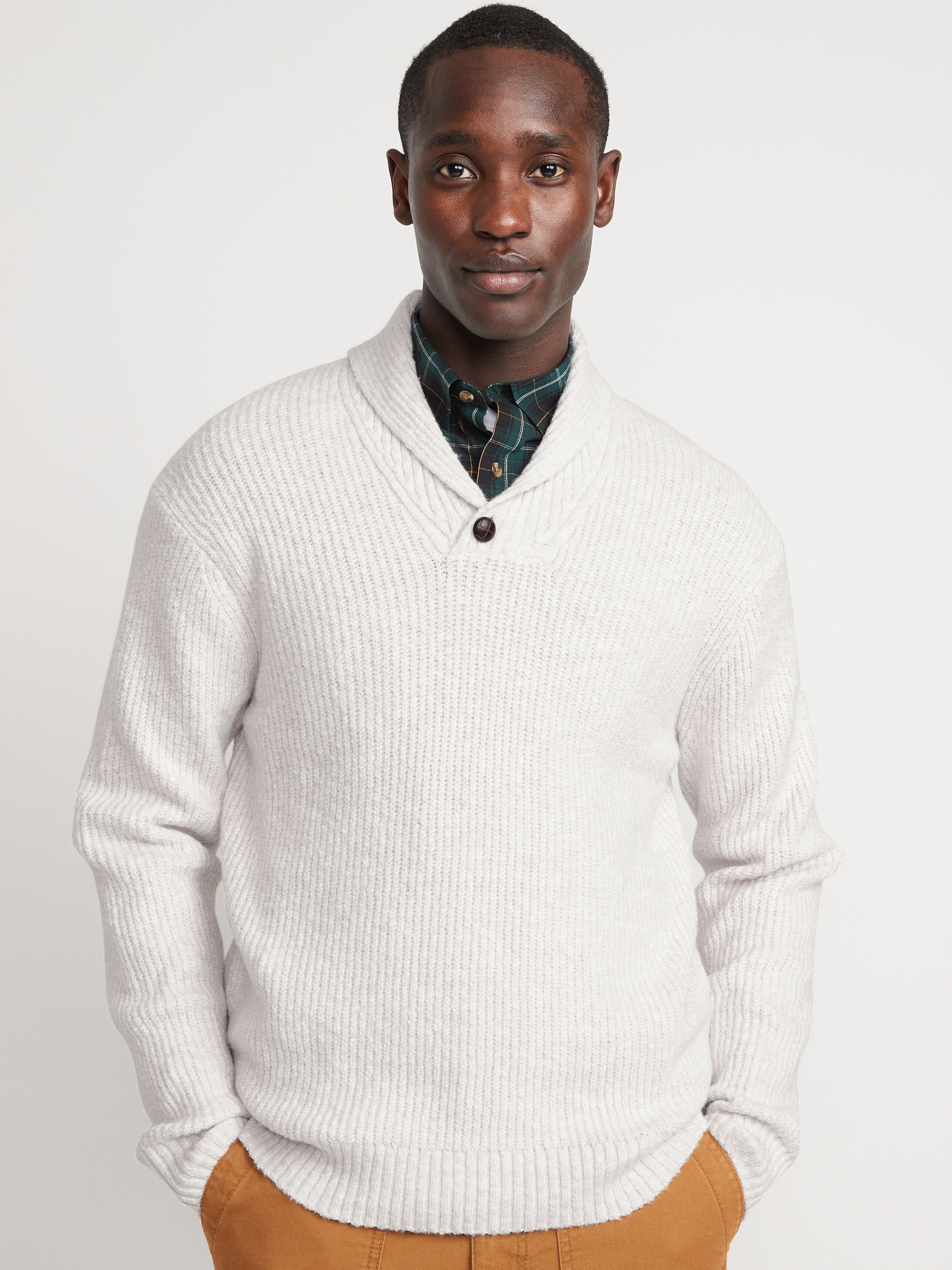 Textured-Knit Shawl-Collar Sweater for 