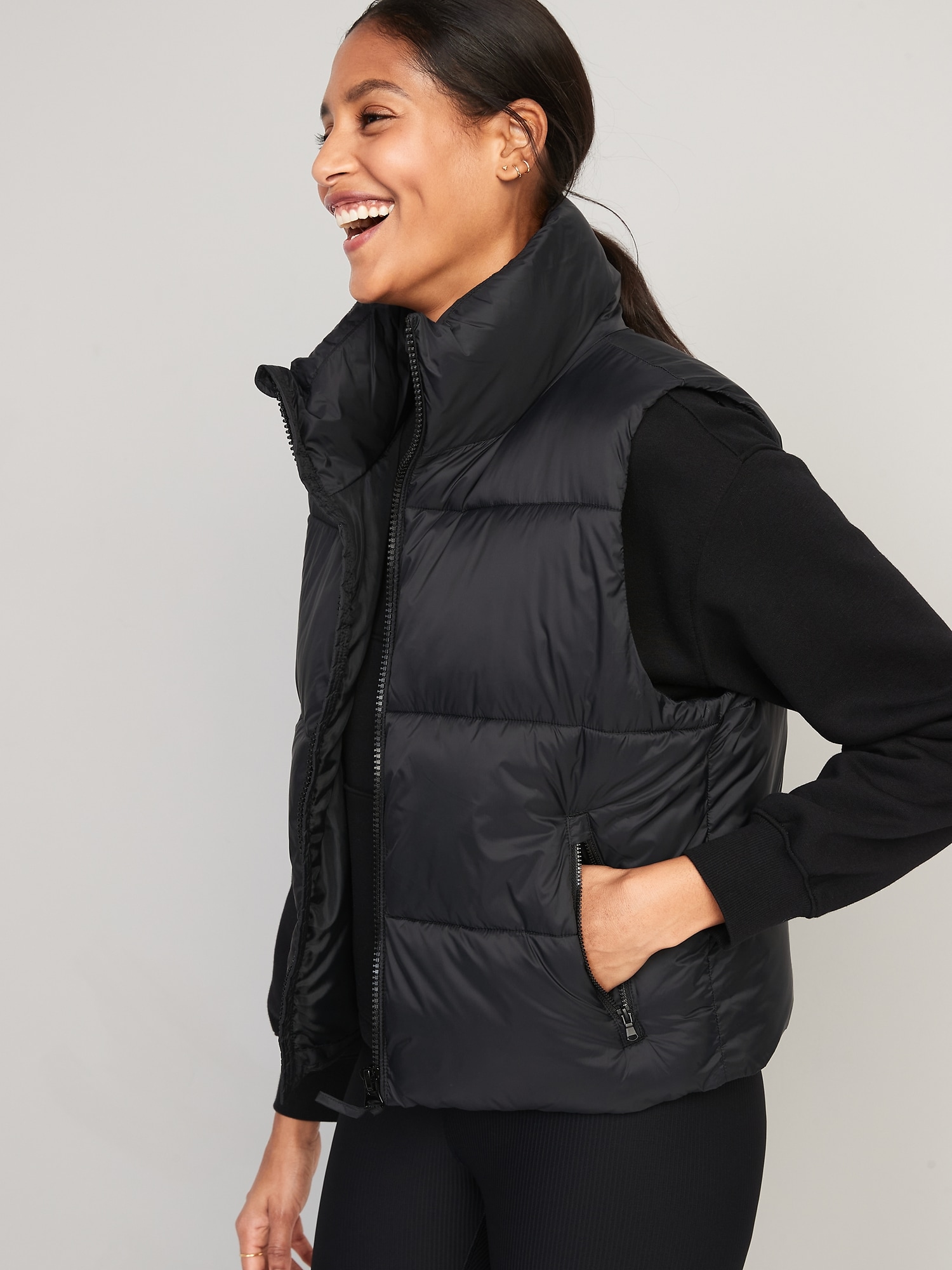 Old Navy - Water-Resistant Quilted Puffer Vest For Women Black