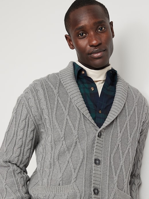 Image number 3 showing, Cable-Knit Button-Front Cardigan Sweater