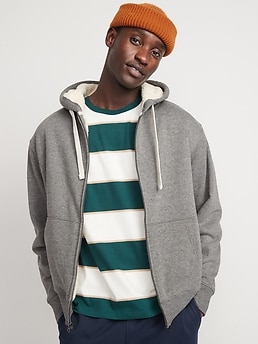 men's sherpa lined fleece zip up hoodie