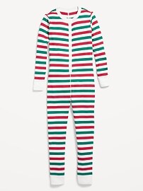 View large product image 3 of 3. Gender-Neutral Matching Print Snug-Fit One-Piece Pajamas for Kids