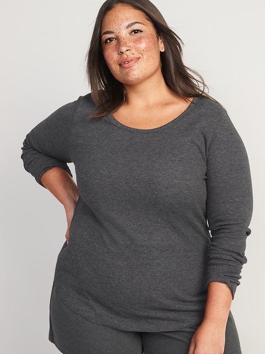 Image number 7 showing, Long-Sleeve Scoop-Neck Thermal Pajama T-shirt