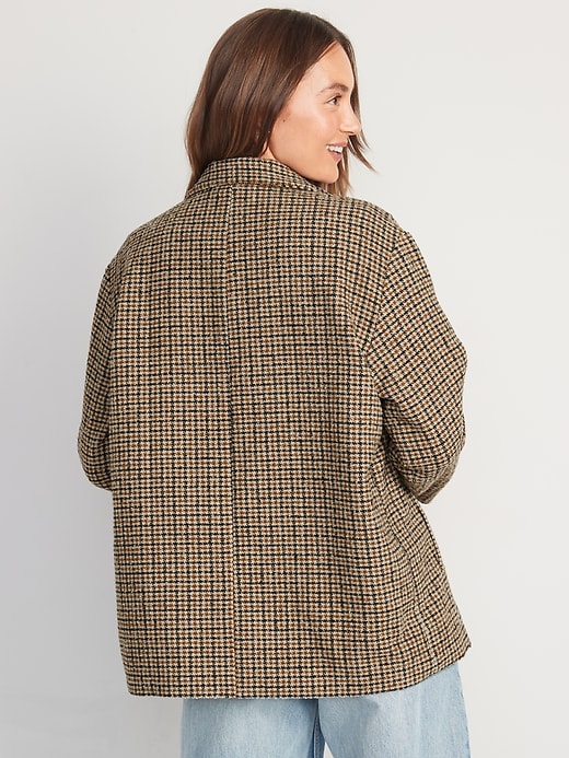 Image number 2 showing, Soft-Brushed Houndstooth Plaid Button-Front Car Coat for Women