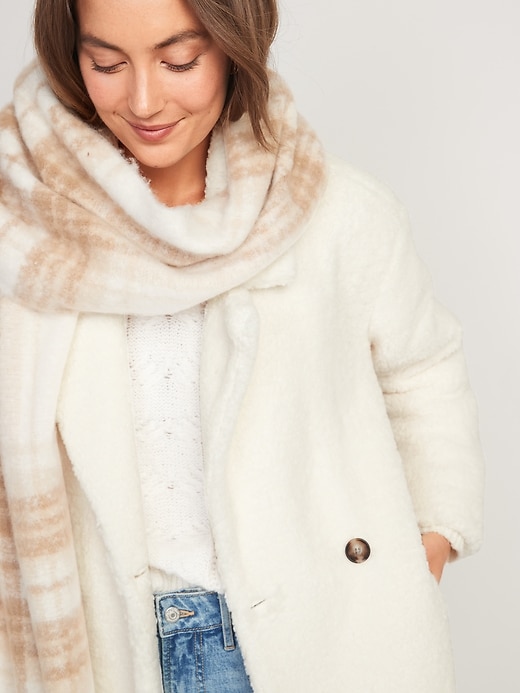 Image number 3 showing, Long Double-Breasted Sherpa Coat for Women