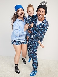 View large product image 4 of 4. Gender-Neutral Matching Print Snug-Fit Pajama Set for Kids