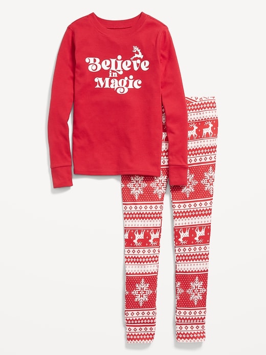 View large product image 1 of 4. Gender-Neutral Holiday Matching Snug-Fit Pajama Set for Kids