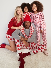 View large product image 4 of 4. Matching Gender-Neutral Snug-Fit Valentine's 4-Piece Pajama Set for Kids