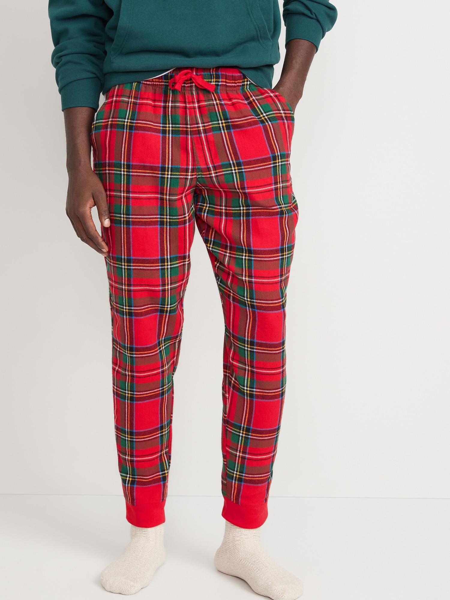 Old Navy Matching Plaid Flannel Jogger Pajama Pants for Men red. 1