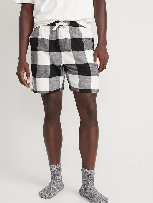 View large product image 1 of 1. Matching Printed Flannel Pajama Shorts -- 7-inch inseam