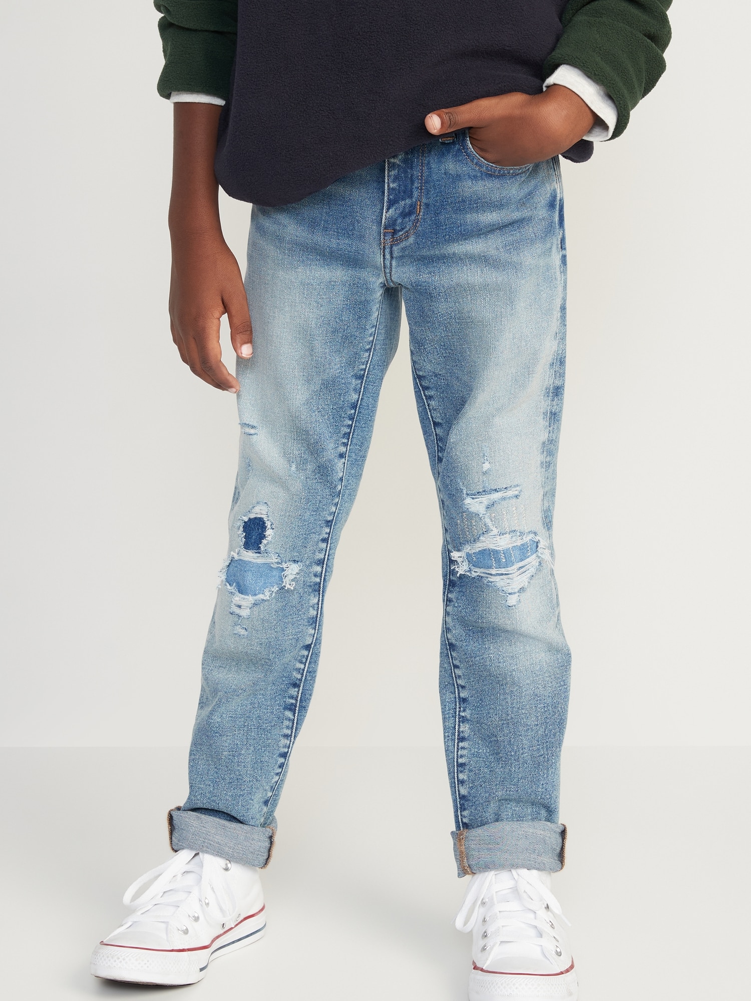 Slim 360° Stretch Rip & Repair Jeans for Boys | Old Navy