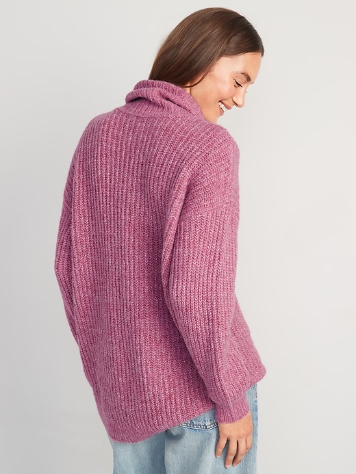 Image number 2 showing, Shaker-Stitch Tunic-Length Turtleneck Sweater