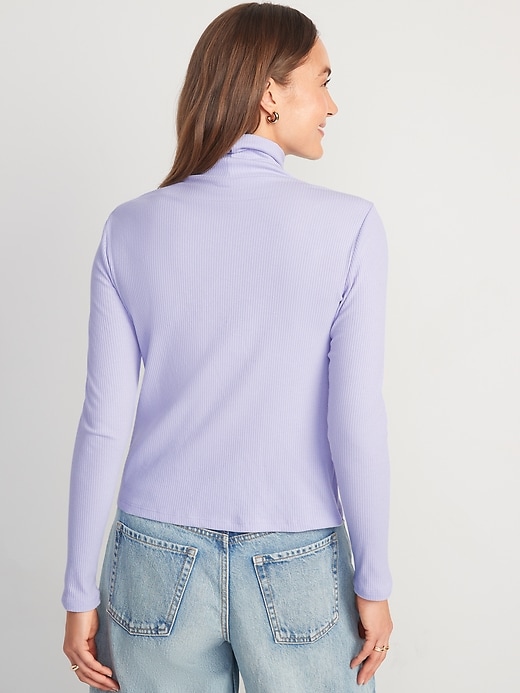 Image number 2 showing, Rib-Knit Turtleneck Top for Women