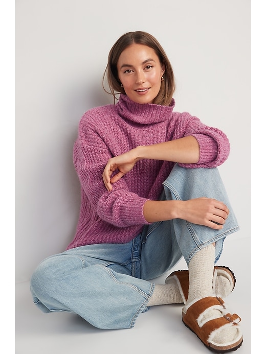 Image number 3 showing, Shaker-Stitch Tunic-Length Turtleneck Sweater