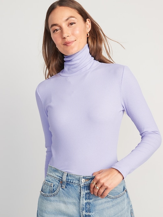 Image number 1 showing, Rib-Knit Turtleneck Top for Women