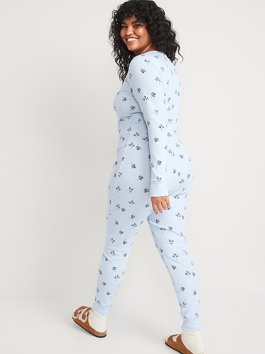 Image number 6 showing, Matching Printed Thermal-Knit One-Piece Pajamas