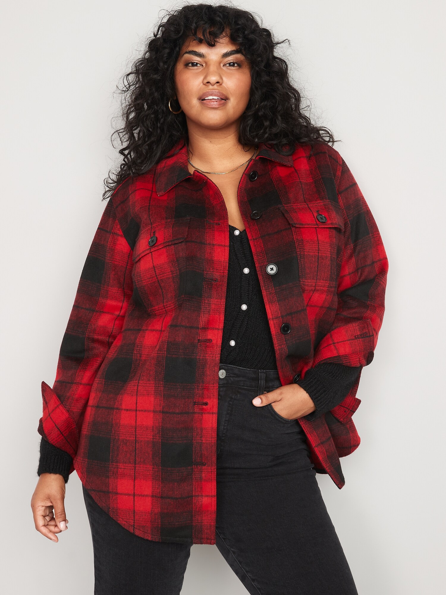 Plaid Soft Brushed Utility Shacket For Women Old Navy 8411