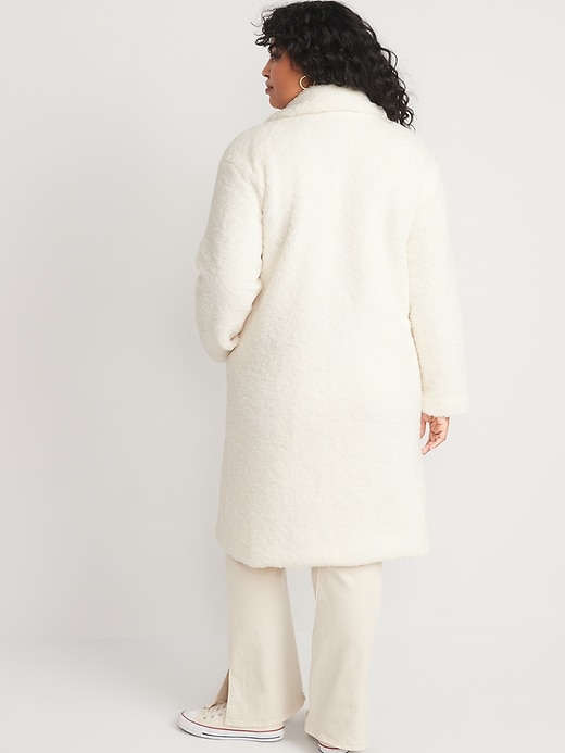 Image number 6 showing, Long Double-Breasted Sherpa Coat for Women