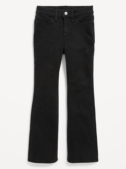 High-Waisted Built-In Tough Black-Wash Flare Jeans for Girls | Old Navy