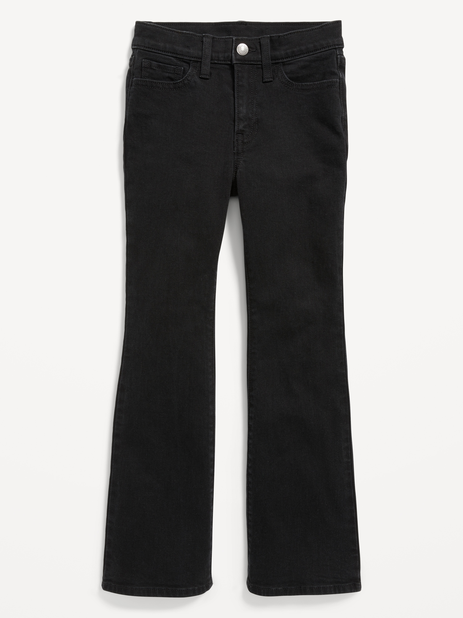 High-Waisted Built-In Tough Black-Wash Flare Jeans for Girls | Old Navy