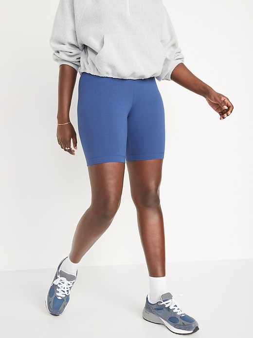 high waisted long biker shorts