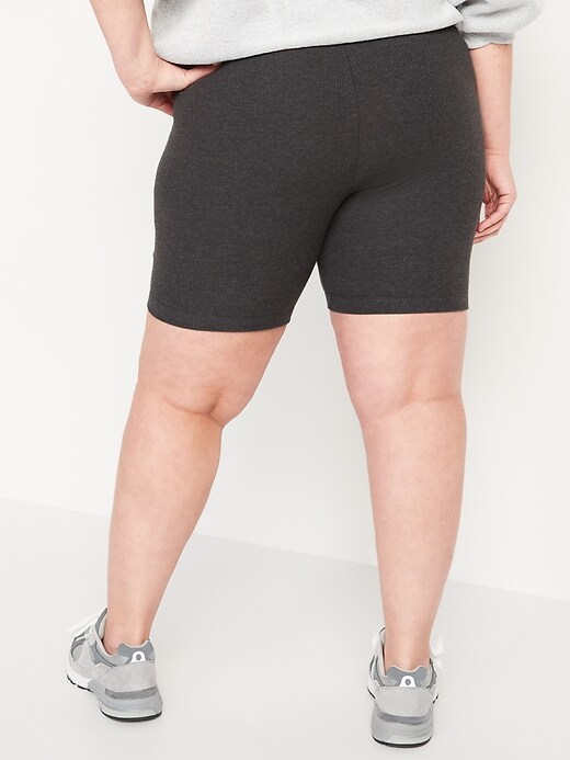 Image number 8 showing, High-Waisted Rib-Knit Biker Shorts for Women -- 8-inch inseam