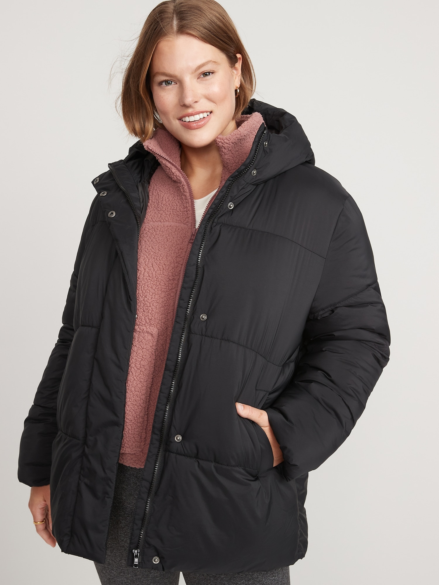 Black puffer 2025 jacket old navy