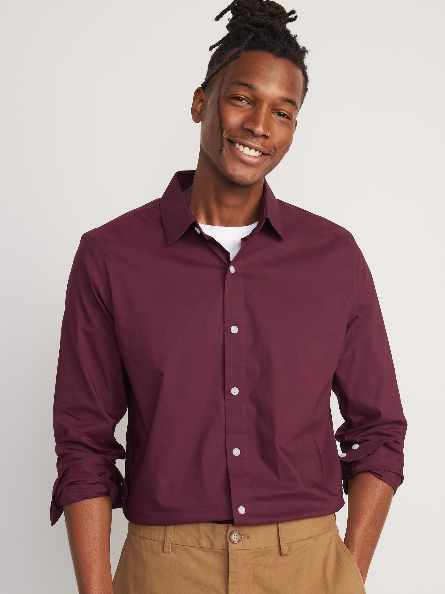 Old Navy Slim-Fit Pro Signature Performance Dress Shirt for Men red. 1