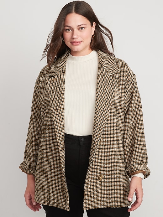 Image number 7 showing, Soft-Brushed Houndstooth Plaid Button-Front Car Coat for Women