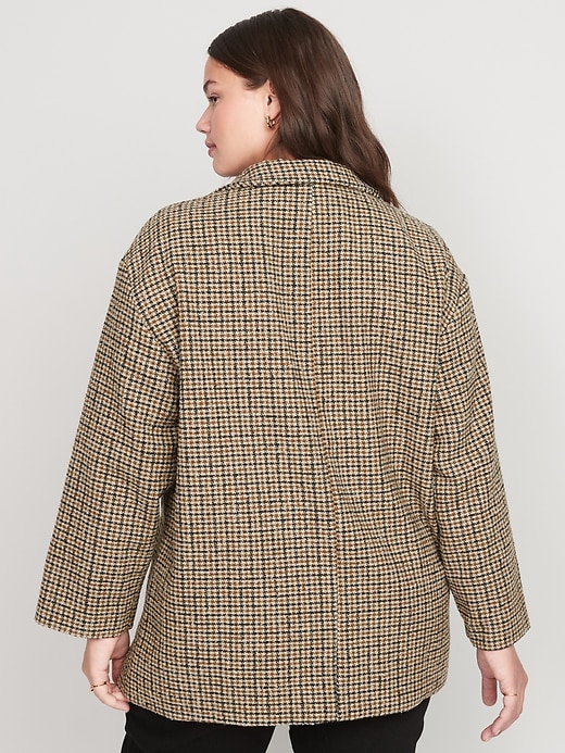 Image number 8 showing, Soft-Brushed Houndstooth Plaid Button-Front Car Coat for Women