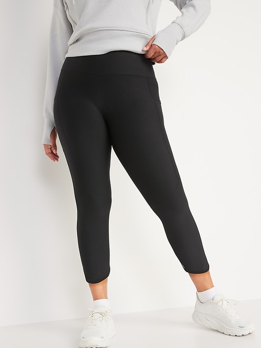 Image number 5 showing, High-Waisted PowerSoft Mesh-Panel Crop Leggings for Women