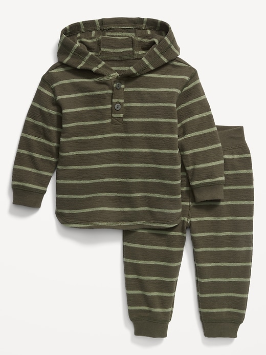 View large product image 1 of 2. Unisex Henley Hoodie and Jogger Sweatpants Set for Baby