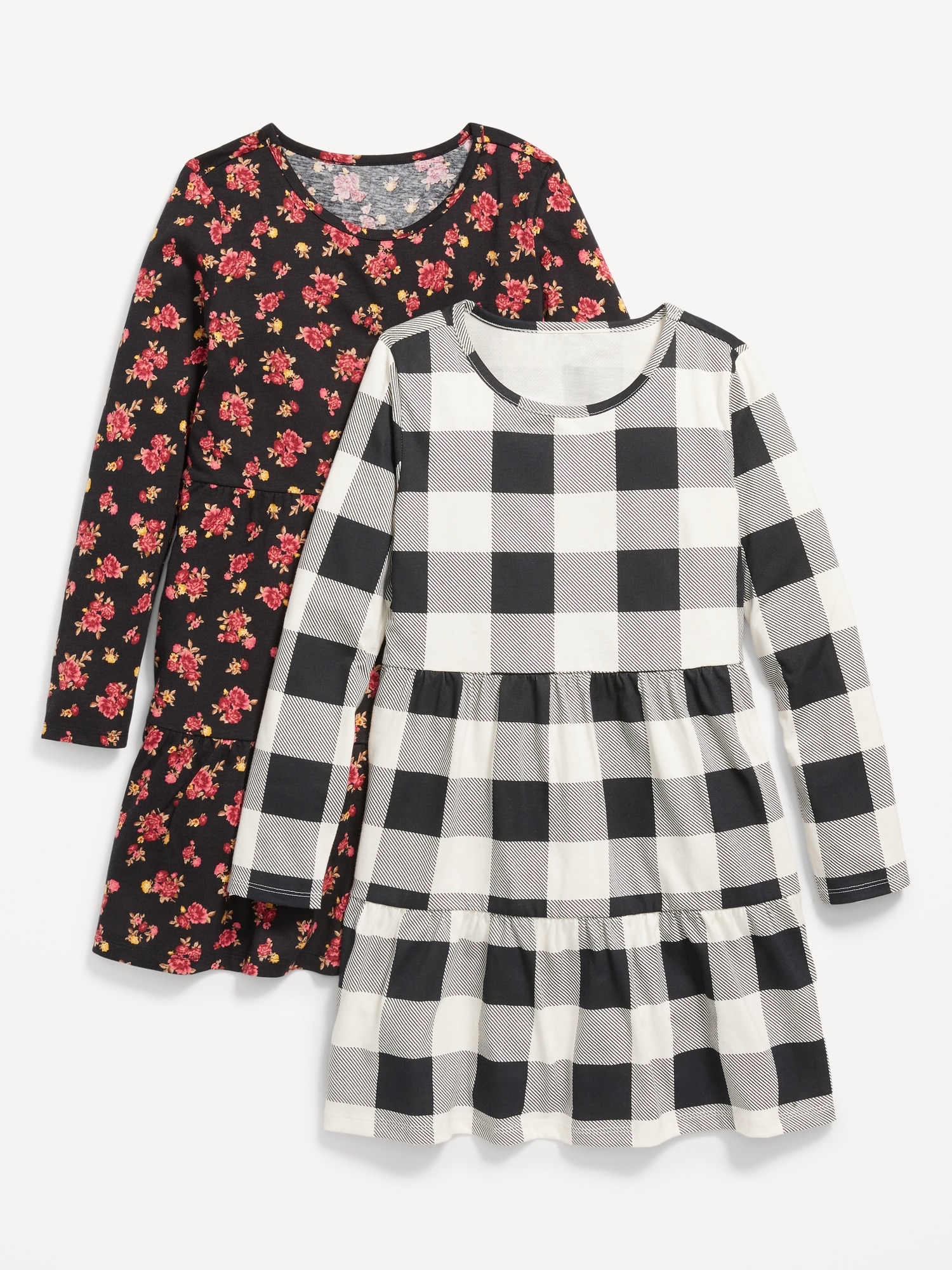 Oldnavy Tiered Printed Jersey-Knit Swing Dress 2-Pack for Girls