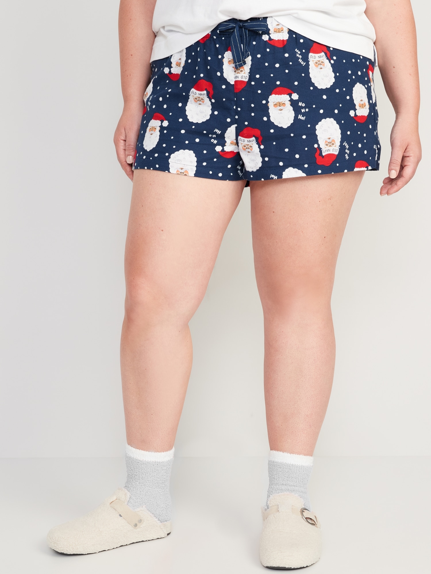 Matching Print Flannel Pajama Shorts for Women 2.5inch inseam Old