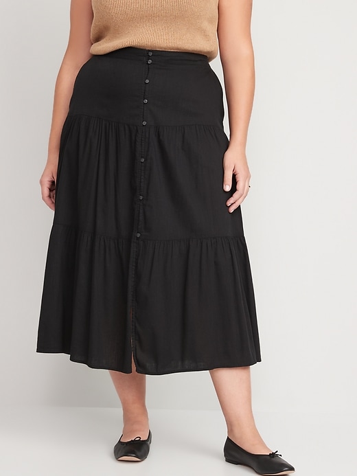 Image number 5 showing, Tiered Button-Front Maxi Skirt for Women
