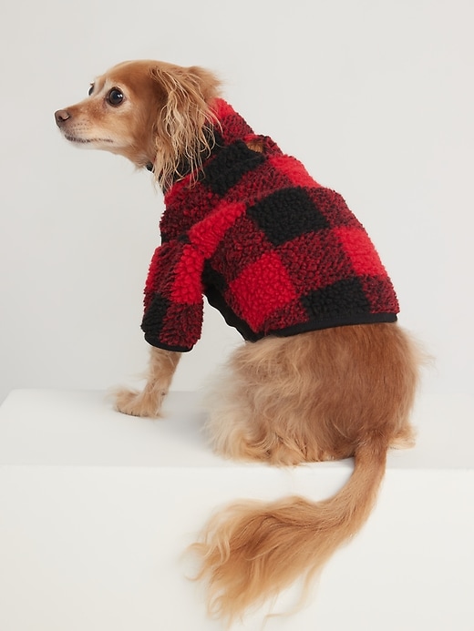 Rib Paneled Gingham Sherpa Jacket for Pets