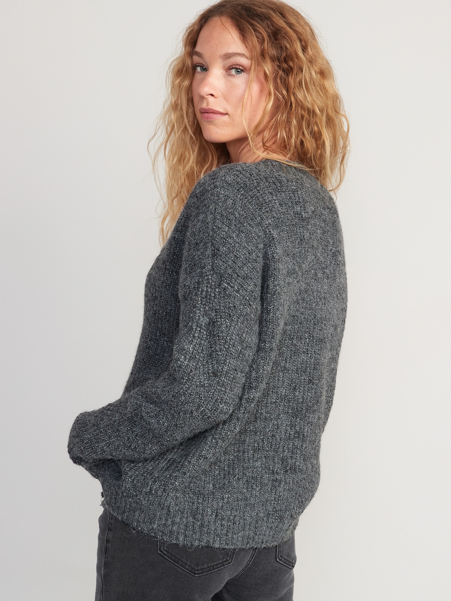 Mélange Cozy Shaker-Stitch Cardigan Sweater | Old Navy