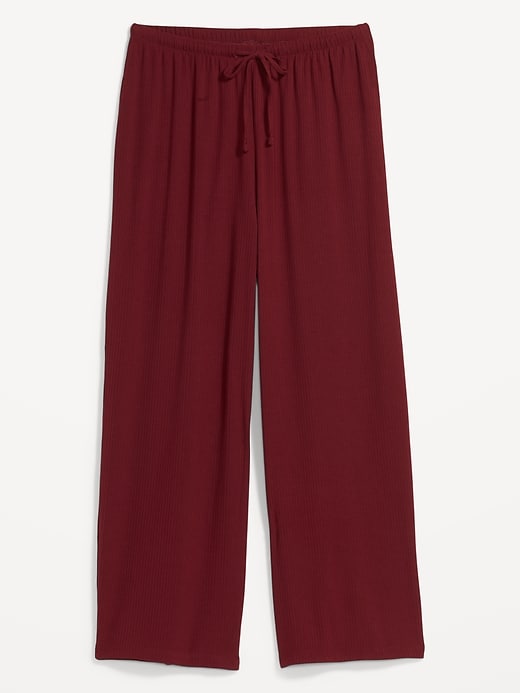 Image number 4 showing, Sunday Sleep High-Waisted Cropped Rib-Knit Wide-Leg Lounge Pants