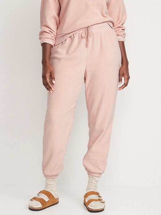 Image number 3 showing, High-Waisted Microfleece Lounge Jogger Sweatpants
