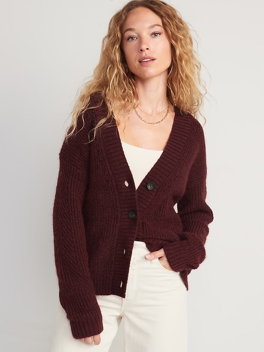 Image number 1 showing, Cozy Shaker-Stitch Cardigan Sweater for Women