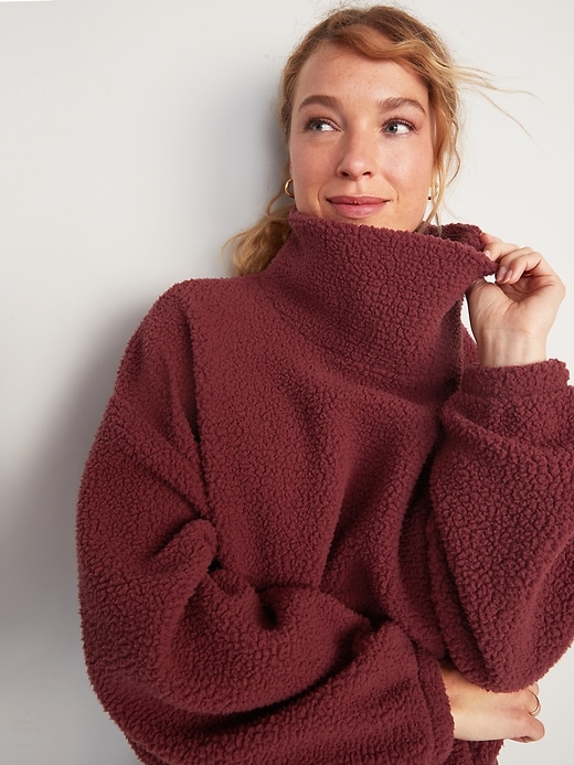 Image number 3 showing, Cropped Sherpa Turtleneck Sweater