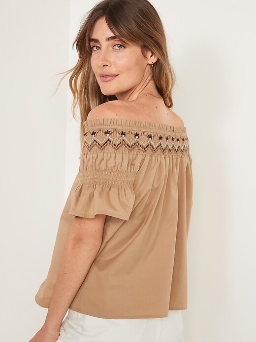 Smocked Off-the-Shoulder Flutter-Sleeve Top | Old Navy