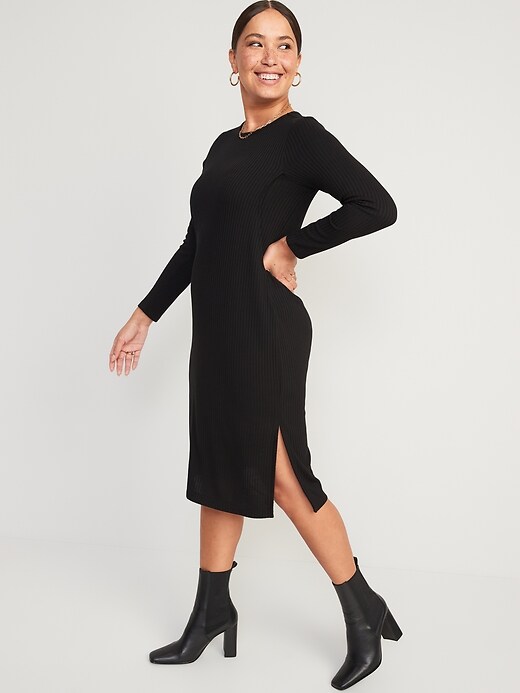 View large product image 1 of 1. Maternity Long-Sleeve Jersey-Knit Nursing Dress