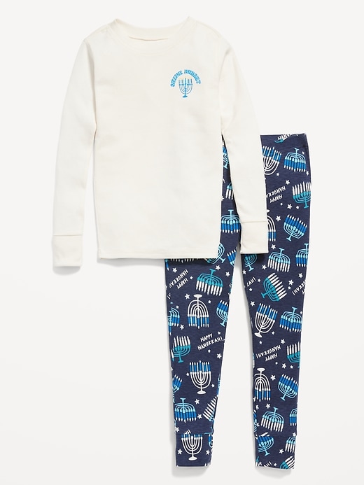 View large product image 2 of 4. Gender-Neutral Matching Print Snug-Fit Pajama Set for Kids