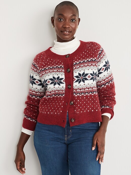 Image number 5 showing, Matching Holiday Fair Isle Cardigan Sweater for Women