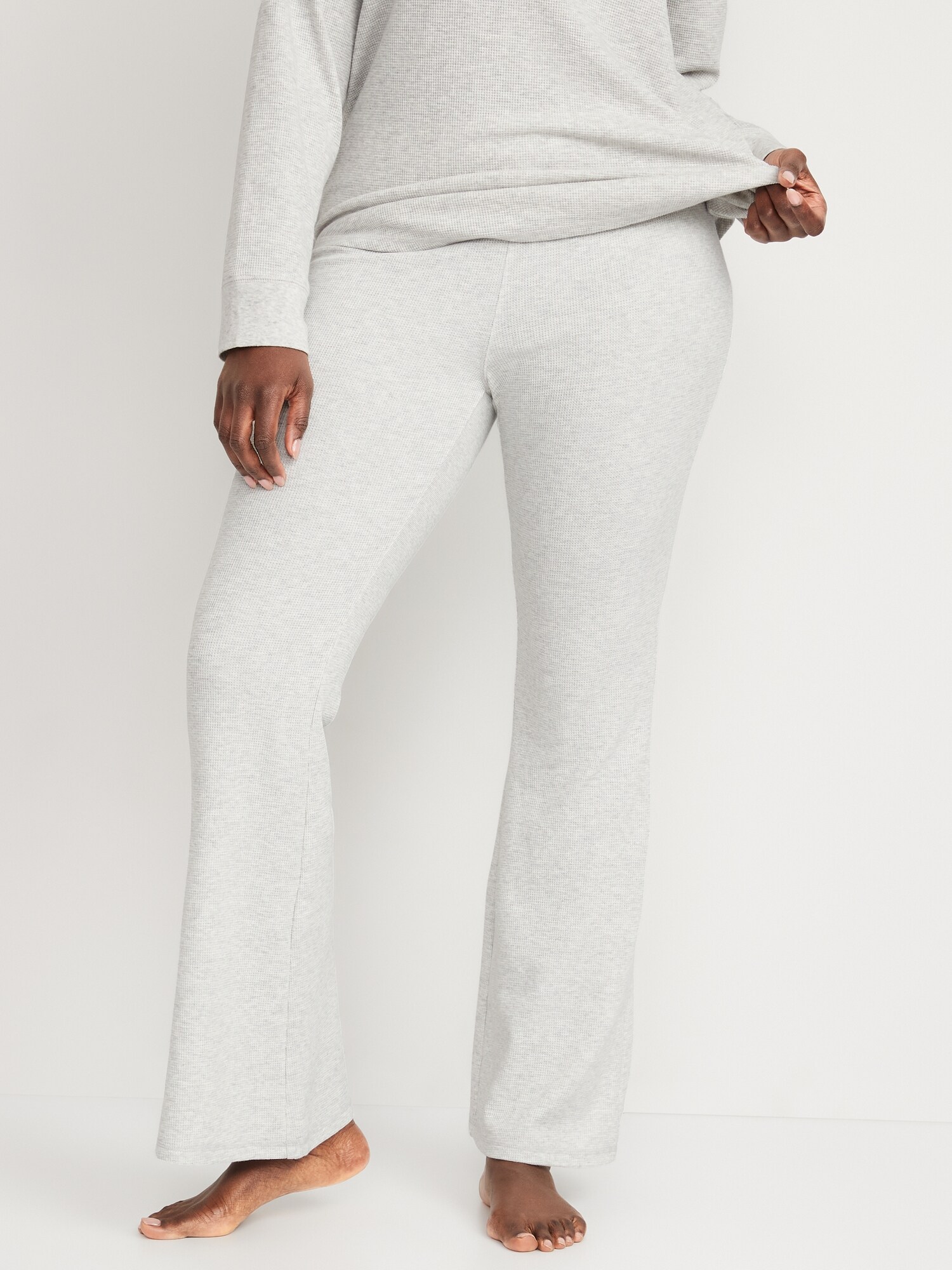 High-Waisted Thermal Flare Pajama Pants for Women | Old Navy